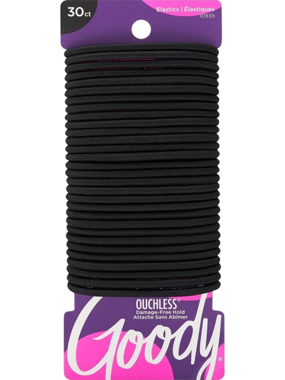 Pain-Free Elastic Hair Ties - 30 Ct Black Rubber Bands, No-Snag, Ouchless